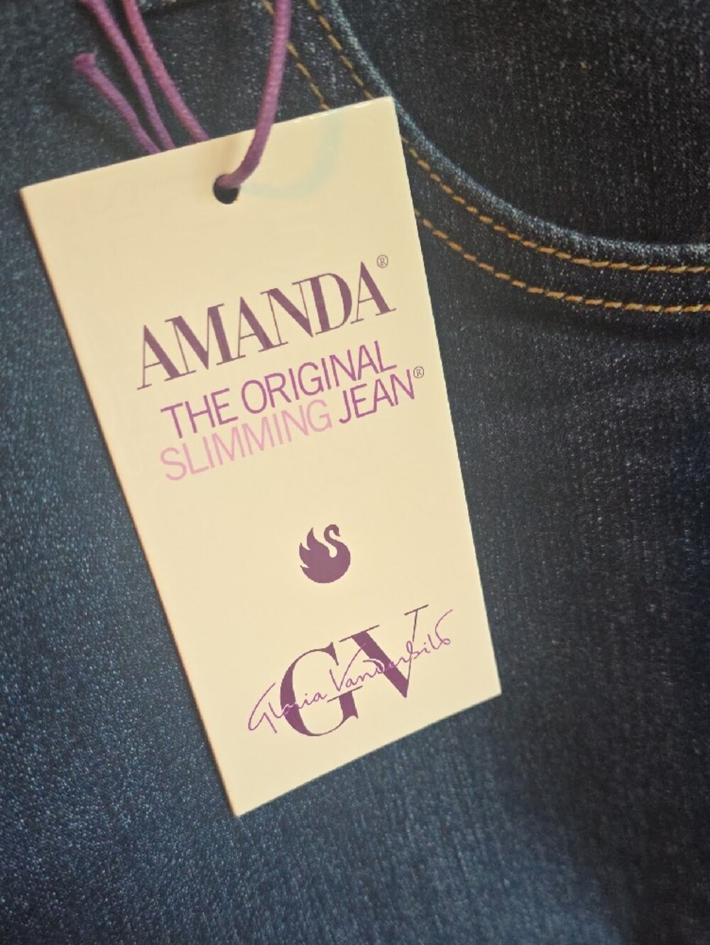 Gloria Vanderbilt Amanda Slimming Jeans in Dark Blue Denim Size 20W Short - Picture 7 of 9
